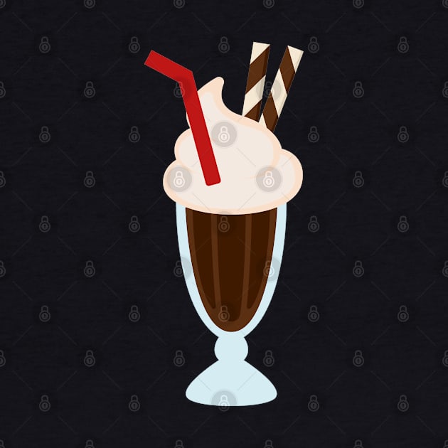 Chocolate Milkshakes with Two Wafer Sticks and a Straw by Tooniefied